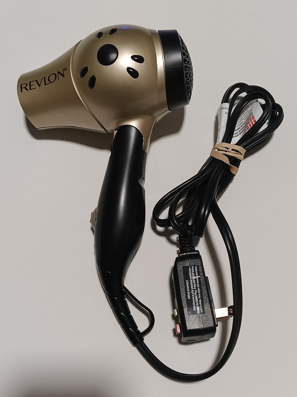 Revlon Compact Travel Hair Dryer in Gold and Black Used Tested.